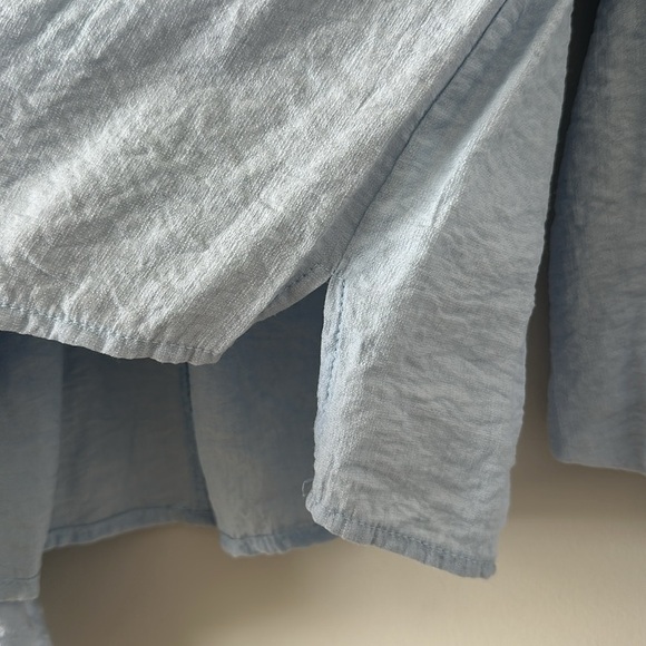 Elodie Strapless Off the Shoulder Puff Sleeve Blue Crop Shirt Blouse Cowgirl - Picture 7 of 11